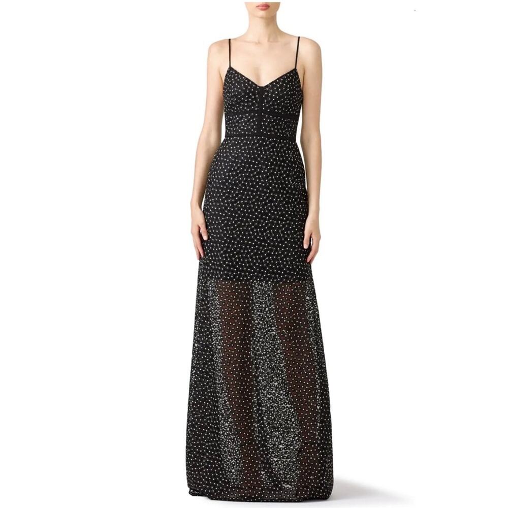 Jill Jill Stuart Black Embroidered Floral Lace sheath Gown 14